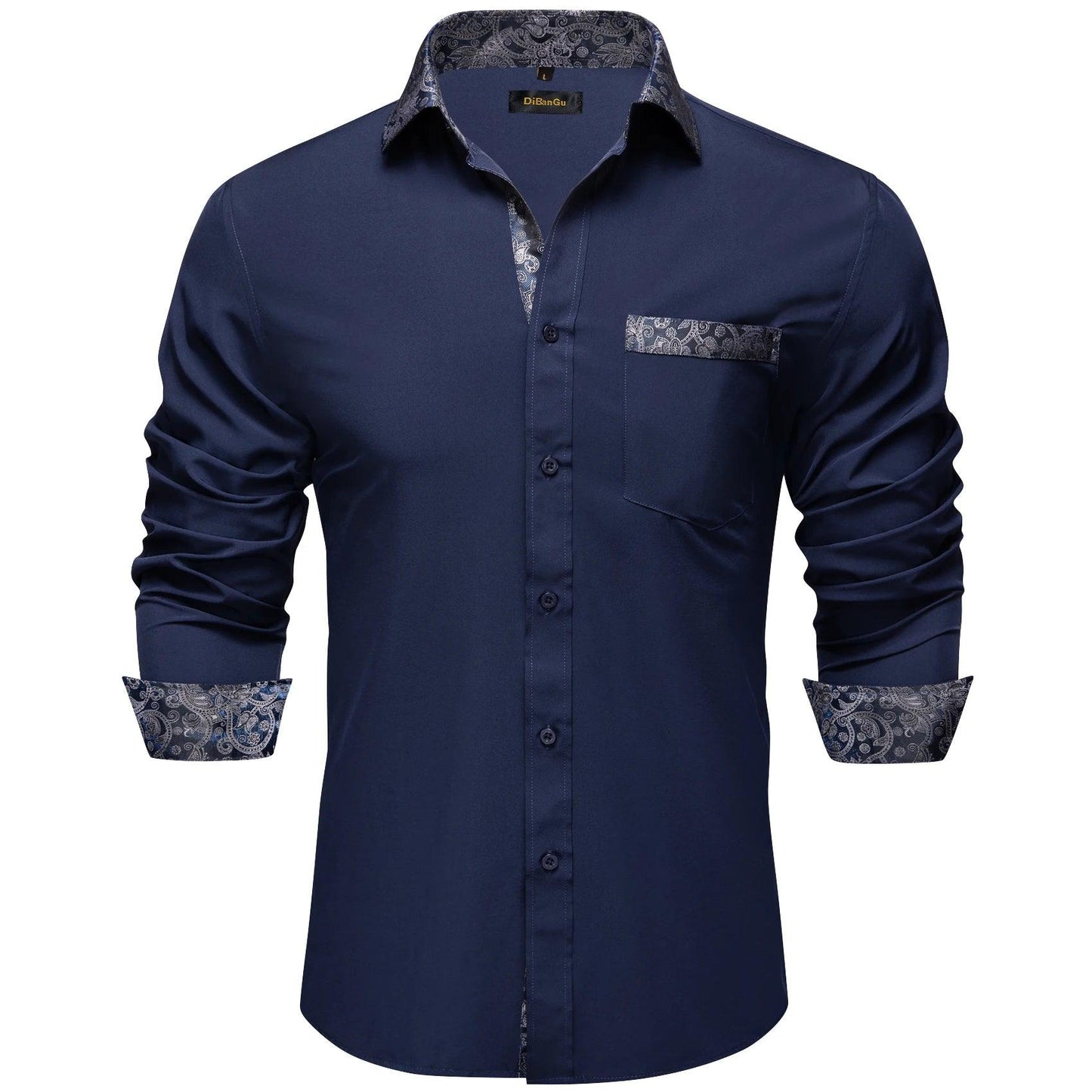 Adenbora - Chemise Homme Élégante en Soie et Coton, Style Smart Casual, Motif Patchwork Noir Paisley, Livraison Rapide! - Adenbora