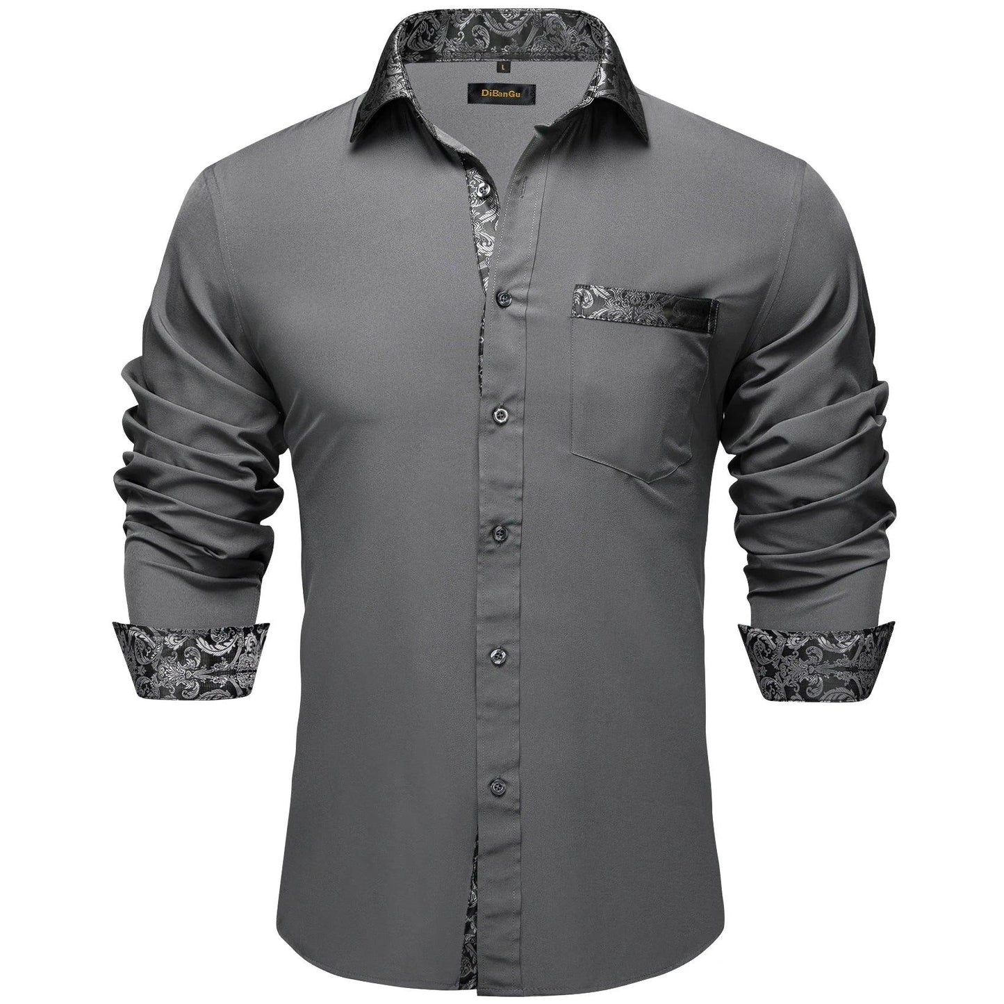 Adenbora - Chemise Homme Élégante en Soie et Coton, Style Smart Casual, Motif Patchwork Noir Paisley, Livraison Rapide! - Adenbora