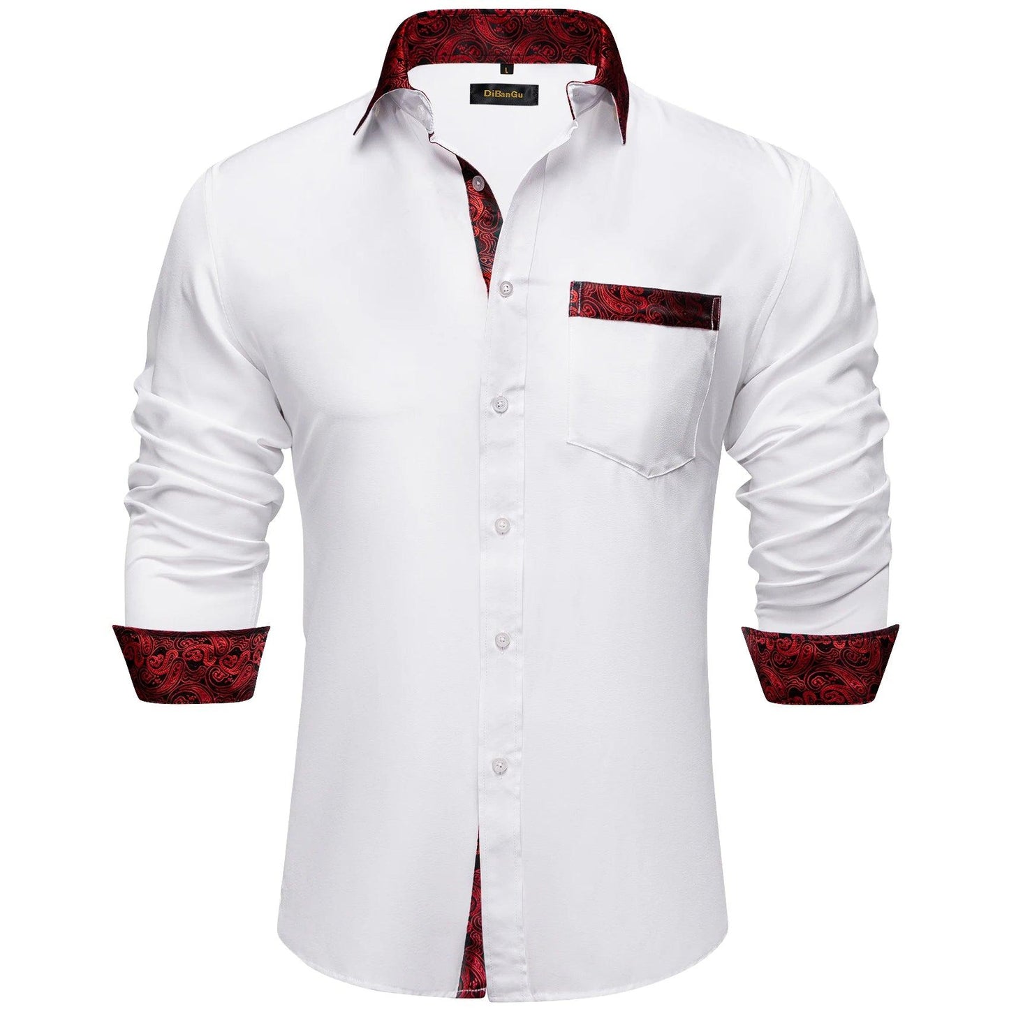 Adenbora - Chemise Homme Élégante en Soie et Coton, Style Smart Casual, Motif Patchwork Noir Paisley, Livraison Rapide! - Adenbora