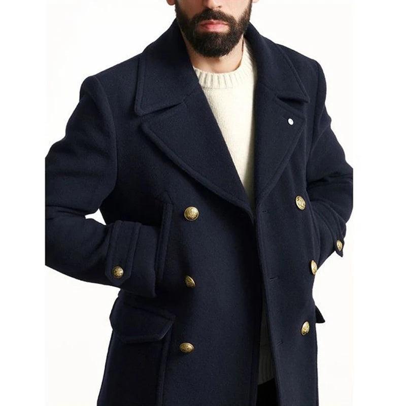 Adenbora - Élégance Automnale : Manteau Vintage en Laine & Polyester, Style Homme - Adenbora