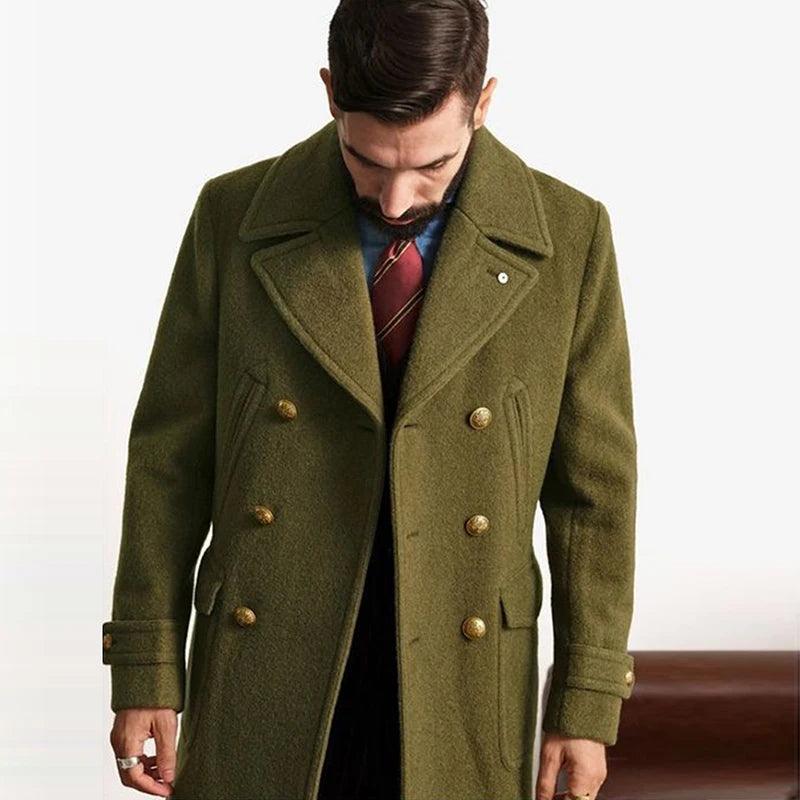 Adenbora - Élégance Automnale : Manteau Vintage en Laine & Polyester, Style Homme - Adenbora