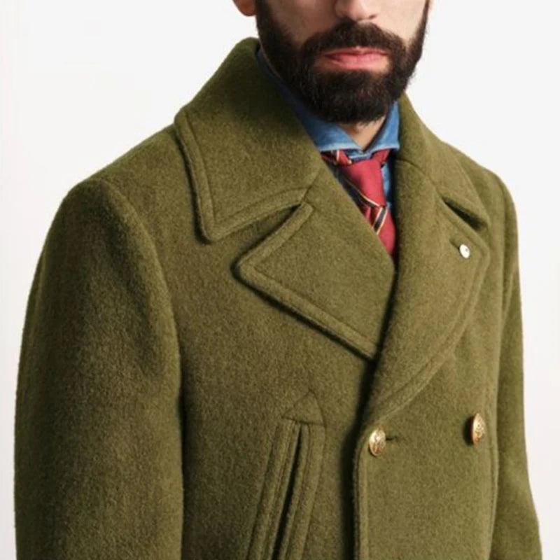 Adenbora - Élégance Automnale : Manteau Vintage en Laine & Polyester, Style Homme - Adenbora