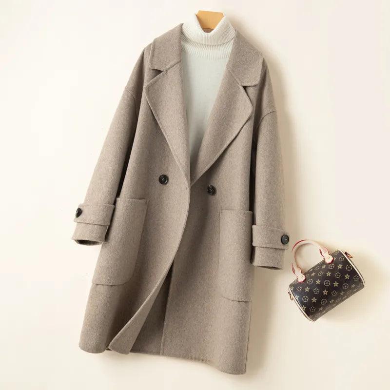 Adenbora - Élégant Manteau en Laine pour Femmes, Parfait pour l'Automne/Hiver, Style Office Lady, YY-9230-200 - Adenbora