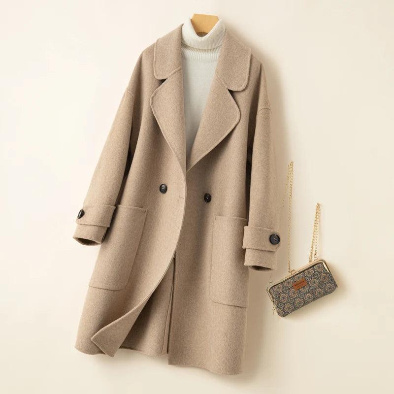 Adenbora - Élégant Manteau en Laine pour Femmes, Parfait pour l'Automne/Hiver, Style Office Lady, YY-9230-200 - Adenbora