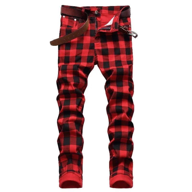 Adenbora : Jean Casual Homme ZOGAA - Style Plaid, Confort Quatre Saisons & Bouton Fly - Adenbora