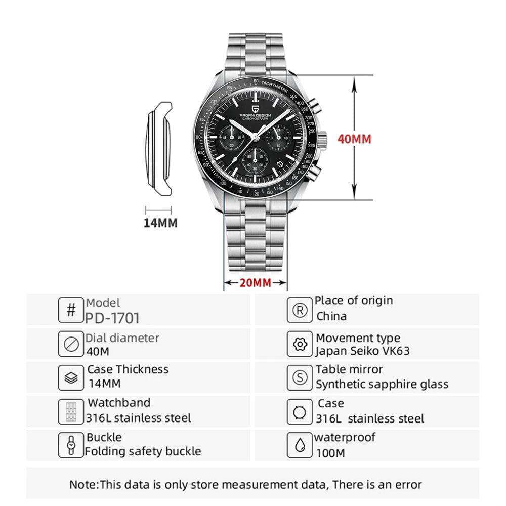 Adenbora - Montre Élégante en Acier Inoxydable avec Fonctions Avancées: PD-1701 - Adenbora