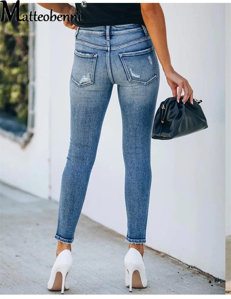 Adenbora Pantalon Élastique en Denim : Un Style Office Lady Élégant et Confortable - Adenbora