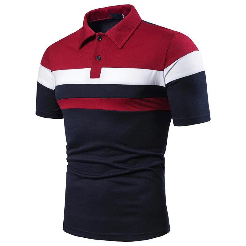 Adenbora - Polo Casual Respirant en Polyester Patchwork Contrasté pour Hommes - Adenbora