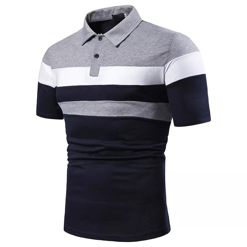 Adenbora - Polo Casual Respirant en Polyester Patchwork Contrasté pour Hommes - Adenbora