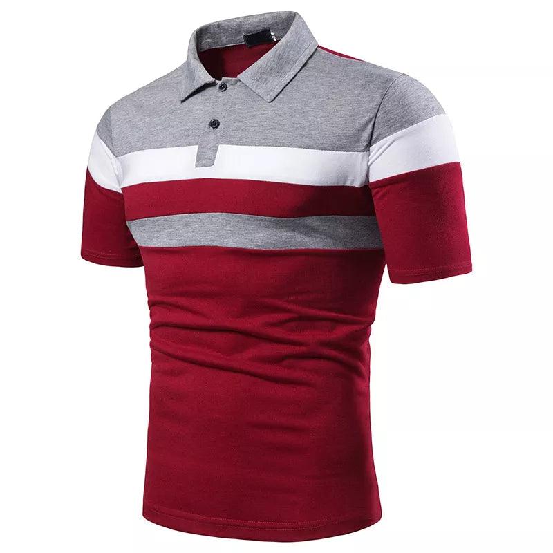 Adenbora - Polo Casual Respirant en Polyester Patchwork Contrasté pour Hommes - Adenbora