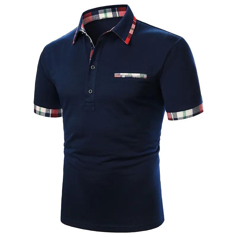 Adenbora - Polo Casual Respirant en Polyester Patchwork Contrasté pour Hommes - Adenbora