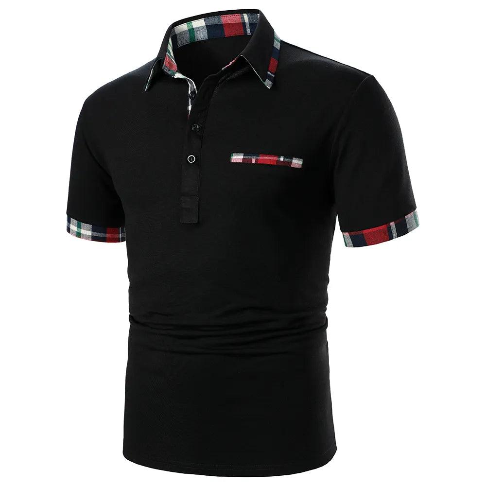 Adenbora - Polo Casual Respirant en Polyester Patchwork Contrasté pour Hommes - Adenbora