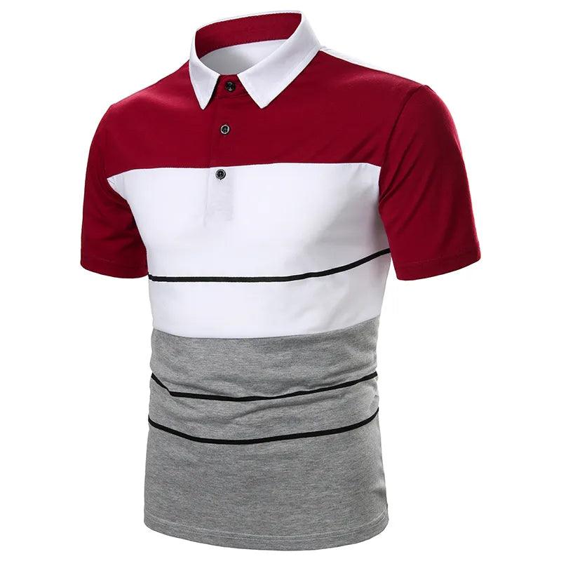 Adenbora - Polo Casual Respirant en Polyester Patchwork Contrasté pour Hommes - Adenbora