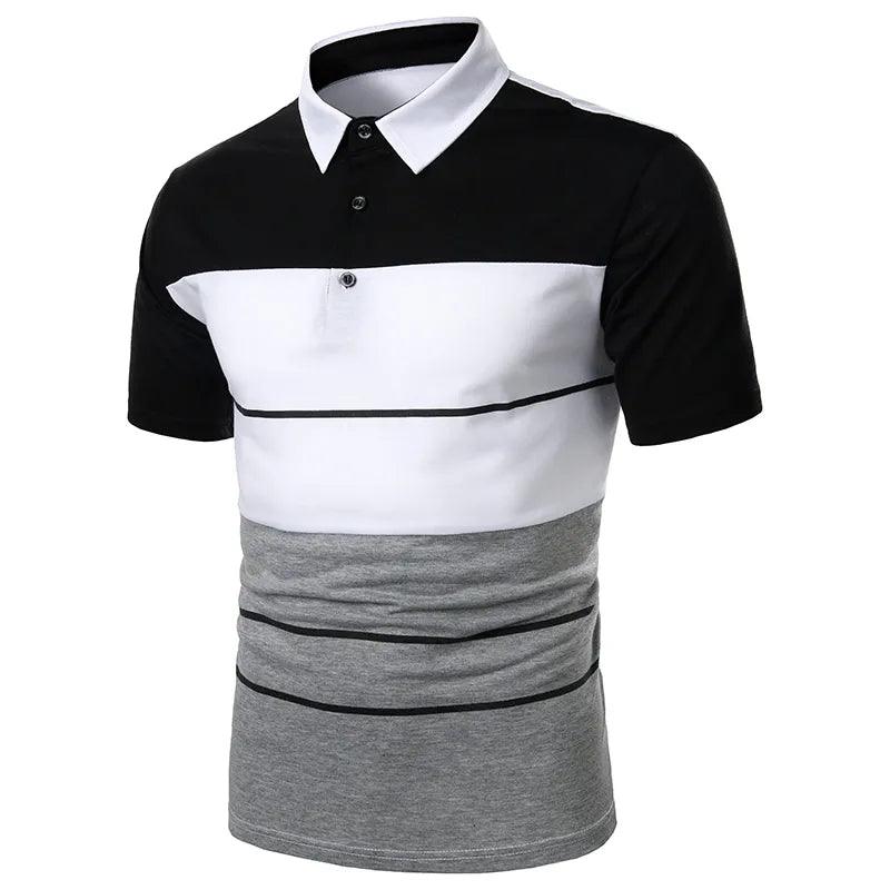 Adenbora - Polo Casual Respirant en Polyester Patchwork Contrasté pour Hommes - Adenbora