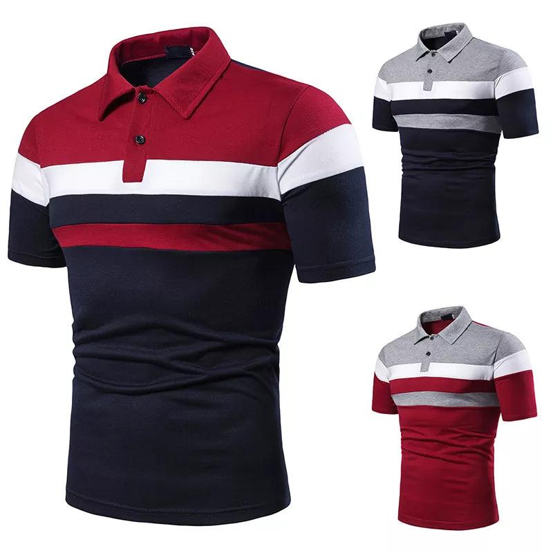 Adenbora - Polo Casual Respirant en Polyester Patchwork Contrasté pour Hommes - Adenbora