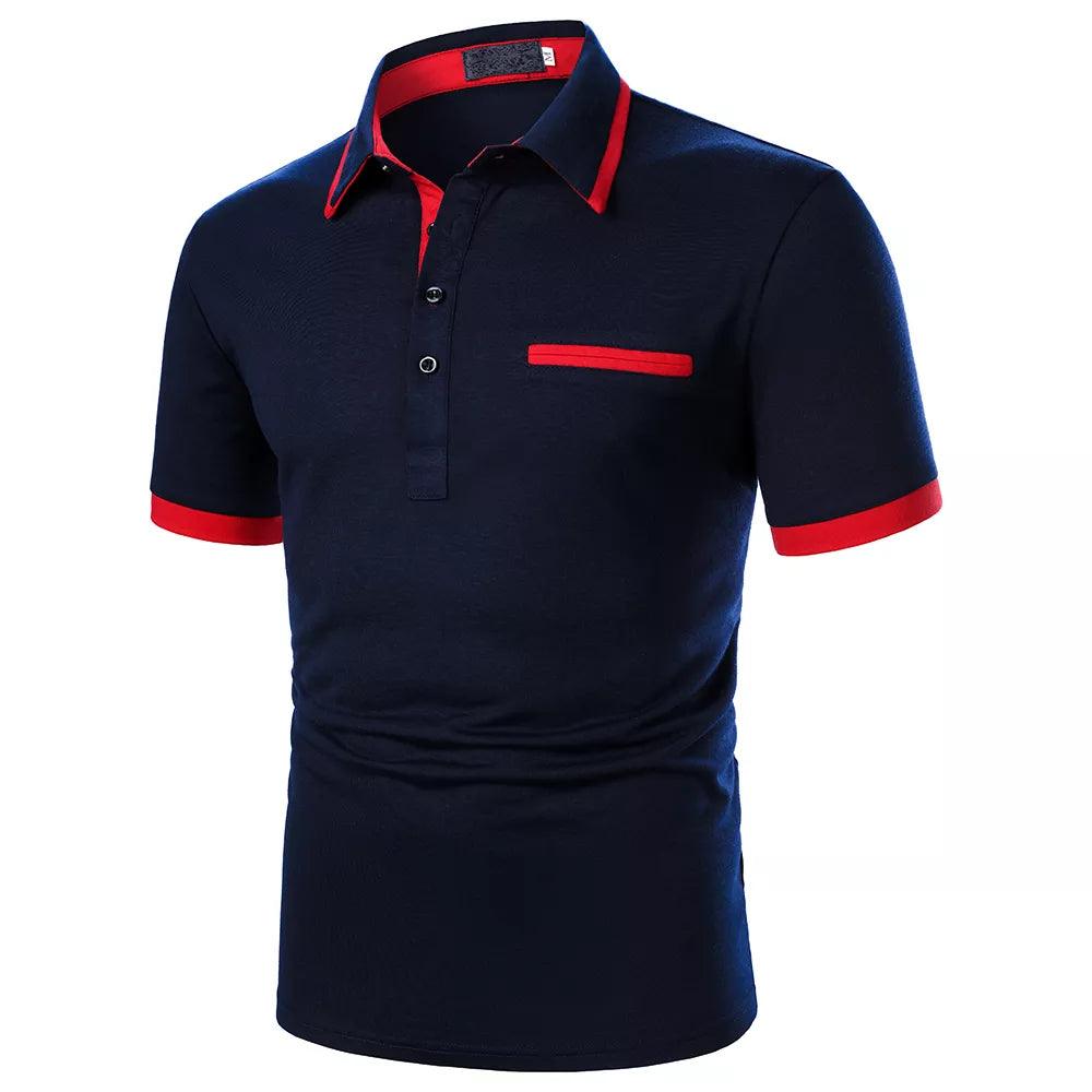 Adenbora - Polo Casual Respirant en Polyester Patchwork Contrasté pour Hommes - Adenbora