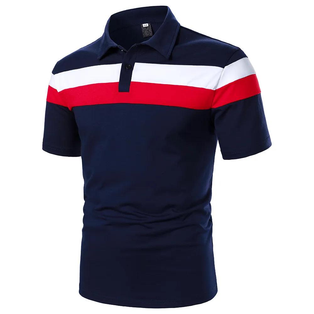 Adenbora - Polo Casual Respirant en Polyester Patchwork Contrasté pour Hommes - Adenbora