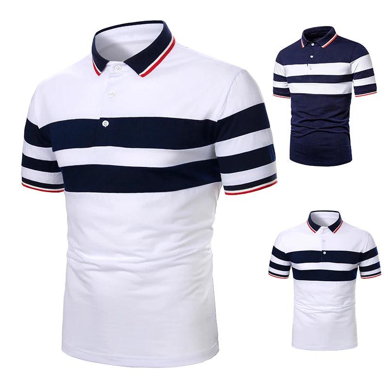 Adenbora - Polo Casual Respirant en Polyester Patchwork Contrasté pour Hommes - Adenbora