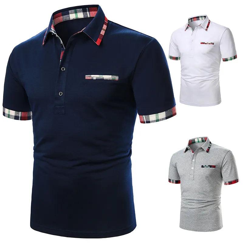 Adenbora - Polo Casual Respirant en Polyester Patchwork Contrasté pour Hommes - Adenbora