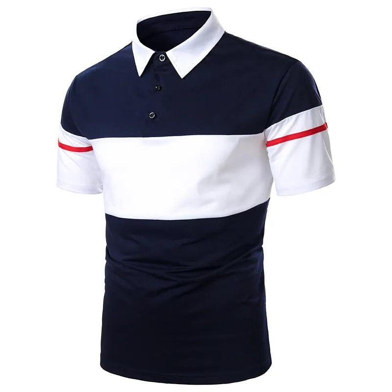 Adenbora - Polo Casual Respirant en Polyester Patchwork Contrasté pour Hommes - Adenbora