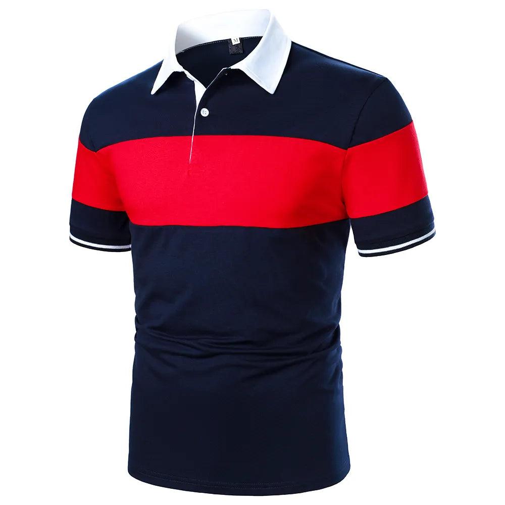 Adenbora - Polo Casual Respirant en Polyester Patchwork Contrasté pour Hommes - Adenbora