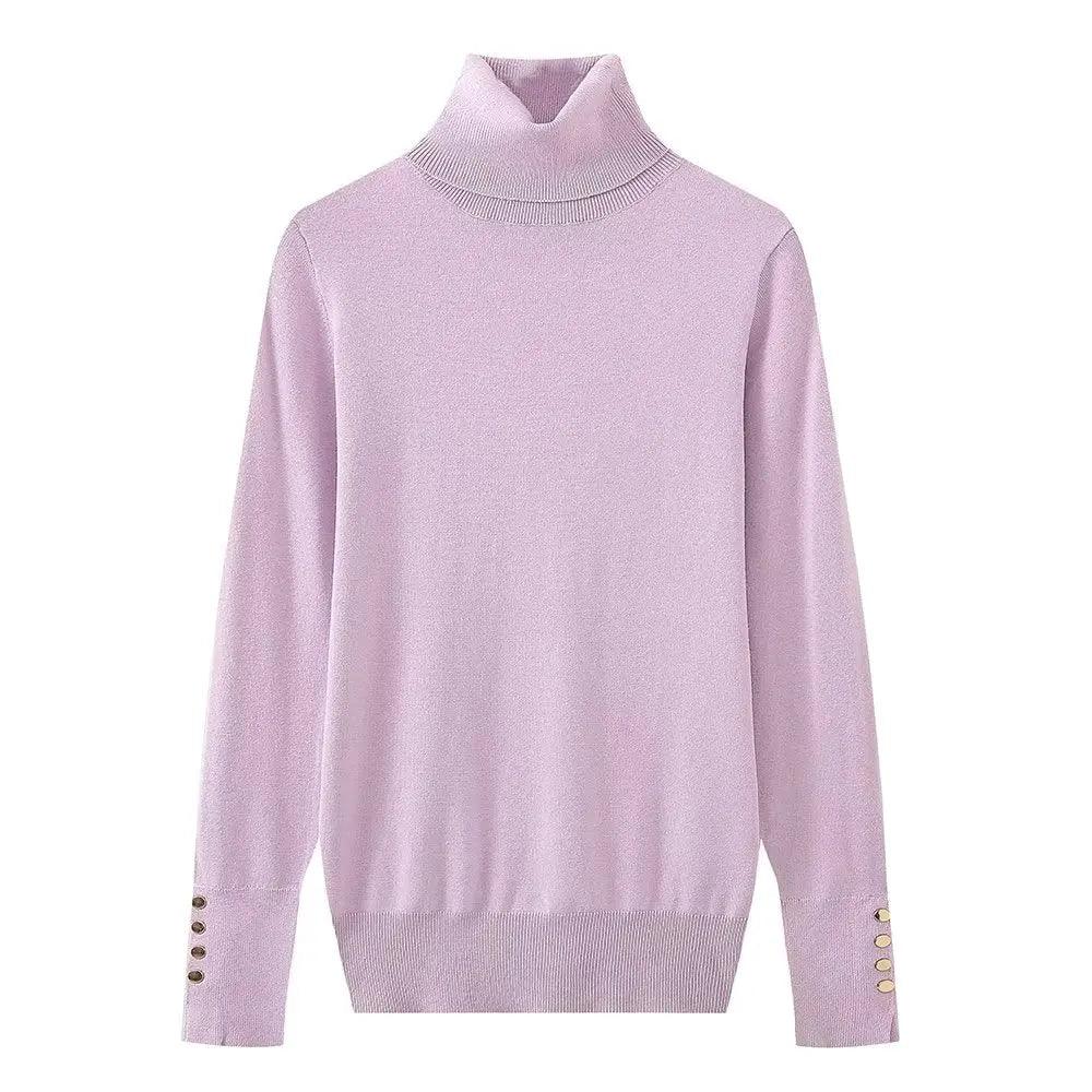 Adenbora : Pull Femme Élégant pour l'Automne/Hiver - Style Casual, Confort Polyester, Col Montant & Boutons. - Adenbora