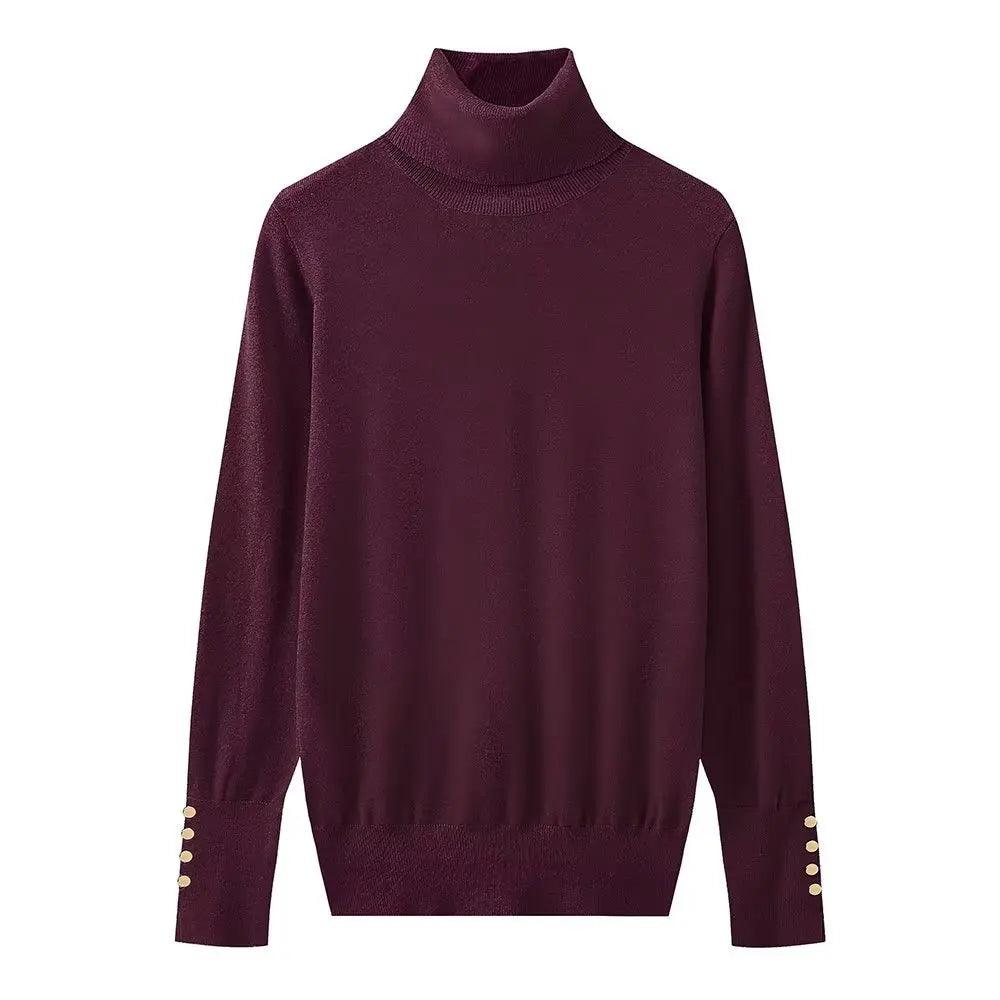 Adenbora : Pull Femme Élégant pour l'Automne/Hiver - Style Casual, Confort Polyester, Col Montant & Boutons. - Adenbora