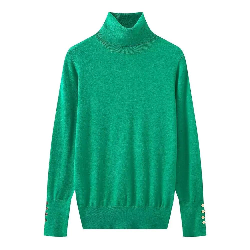 Adenbora : Pull Femme Élégant pour l'Automne/Hiver - Style Casual, Confort Polyester, Col Montant & Boutons. - Adenbora