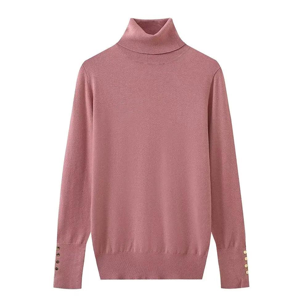 Adenbora : Pull Femme Élégant pour l'Automne/Hiver - Style Casual, Confort Polyester, Col Montant & Boutons. - Adenbora