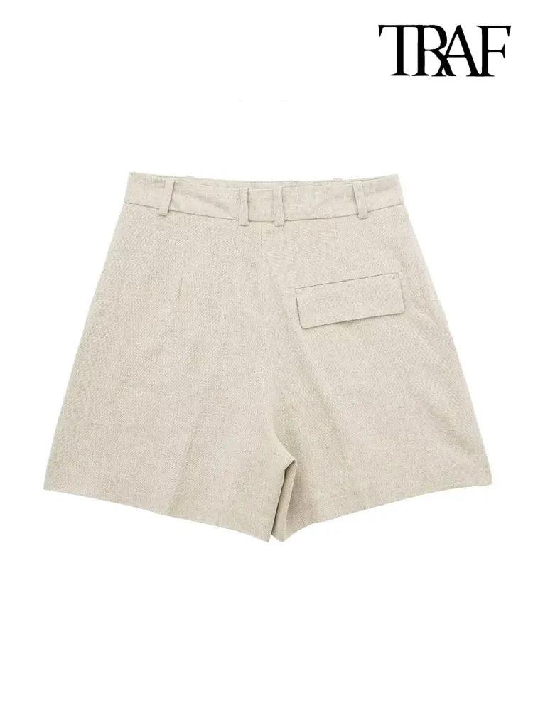 Adenbora - Short Femme Élégant avec Poches et Fermeture Éclair, Style Casual - Adenbora