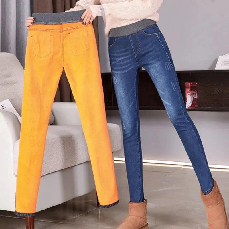 Adenbora Winter Elegance: Pantalon en Denim Élastique pour Femmes, Style Skinny & Confortable - Adenbora