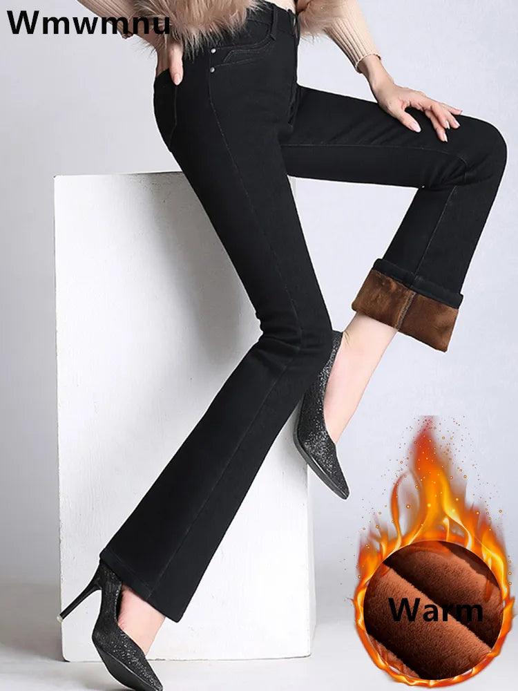 Adenbora Winter Elegance: Pantalon en Denim Skinny Flare, Confort Absolu pour Femmes - Adenbora