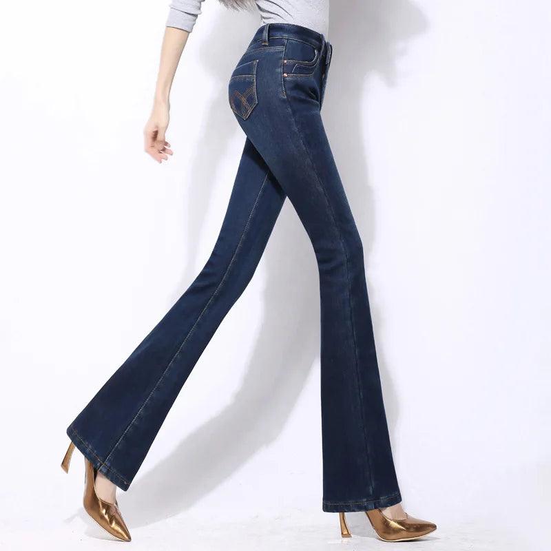 Adenbora Winter Elegance: Pantalon en Denim Skinny Flare, Confort Absolu pour Femmes - Adenbora