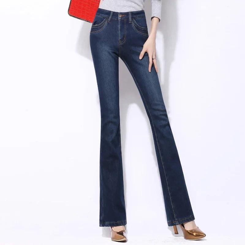 Adenbora Winter Elegance: Pantalon en Denim Skinny Flare, Confort Absolu pour Femmes - Adenbora