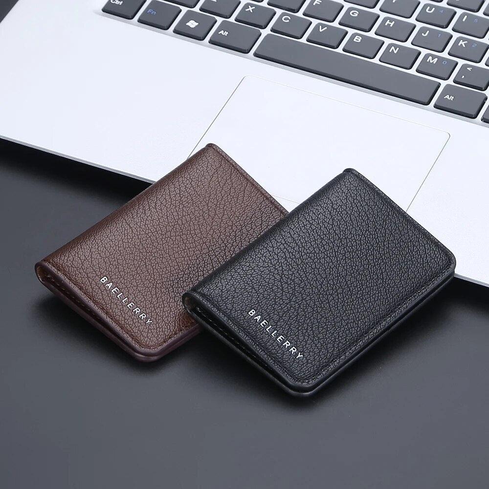 Baellry Men's Leather Card Portefeuille minimaliste petit sac à main mince Soft Soft Mini Credit Card Bank Bank Carte Holder Portefeuille pour hommes - Adenbora