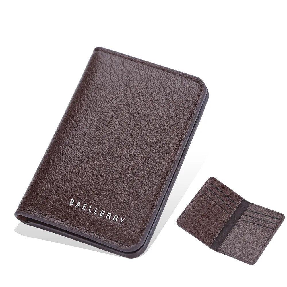 Baellry Men's Leather Card Portefeuille minimaliste petit sac à main mince Soft Soft Mini Credit Card Bank Bank Carte Holder Portefeuille pour hommes - Adenbora