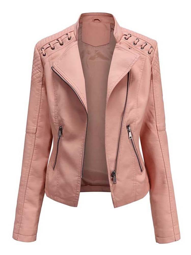 Blouson en cuire pour femme originale et simple décontract - Adenbora