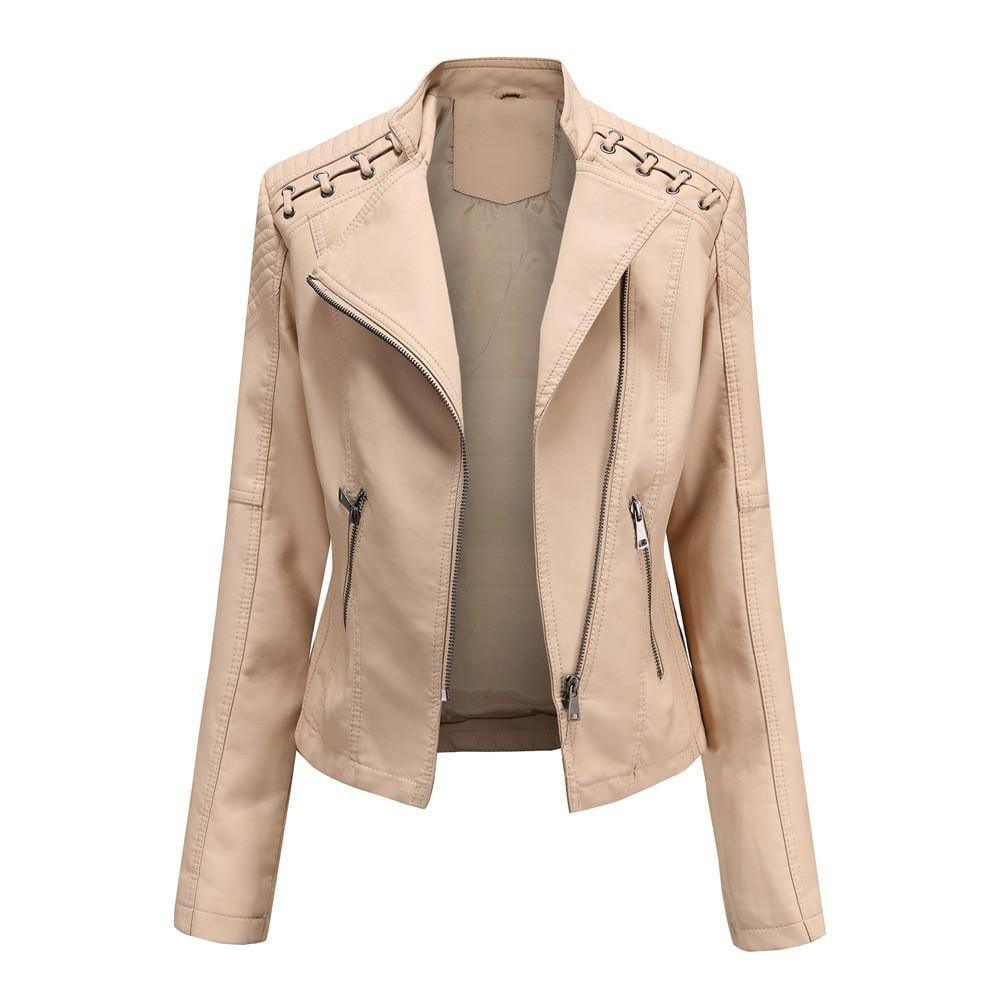 Blouson en cuire pour femme originale et simple décontract - Adenbora