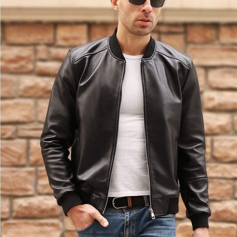 Blouson en similicuir style aviateur pour homme - Adenbora