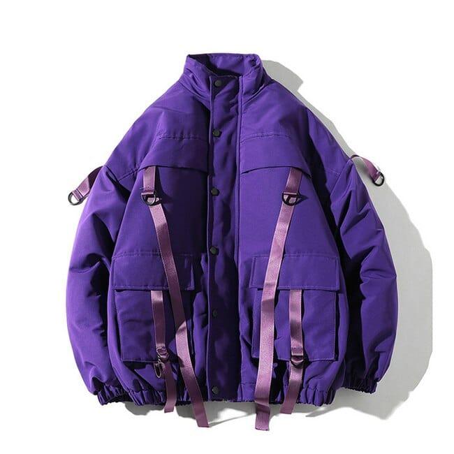 Blouson style bomber streetwear noirs , violets intérieur chaud matelassé - Adenbora