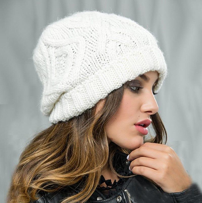 Bonnet épais en tricot pour femme style unique - Adenbora