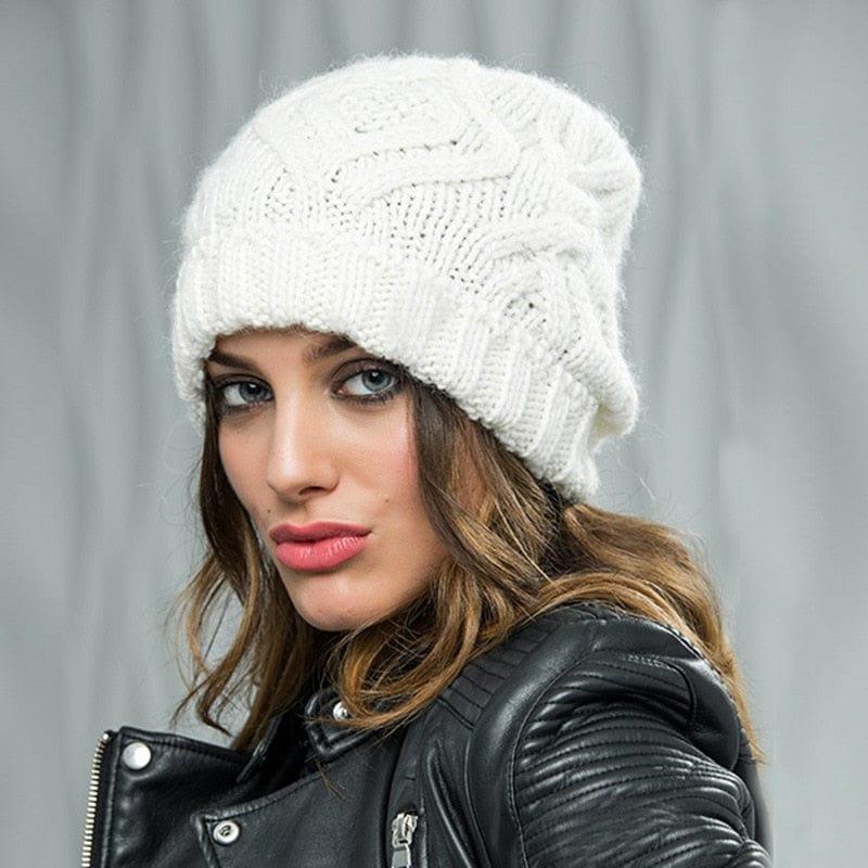 Bonnet épais en tricot pour femme style unique - Adenbora