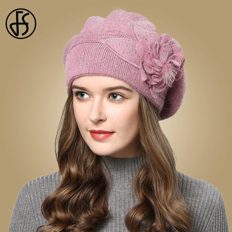 Bonnet pour femme originale avec fleurs tricotées - Adenbora