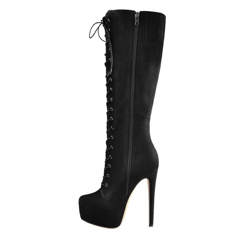 Bottes à talons aiguilles sexy pour femme originale avec fermeture à lacets - Adenbora