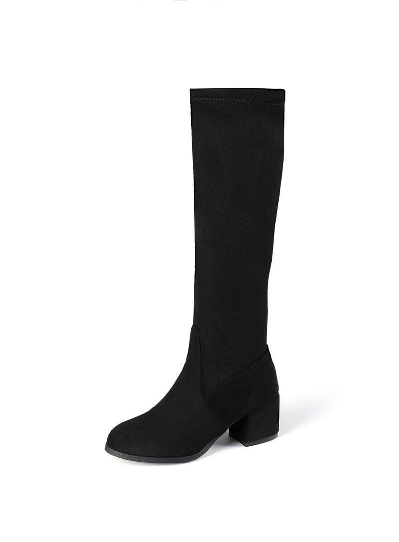 Bottes cuissarde d'hiver élégantes et confortables à talons carrés pour femme - Adenbora