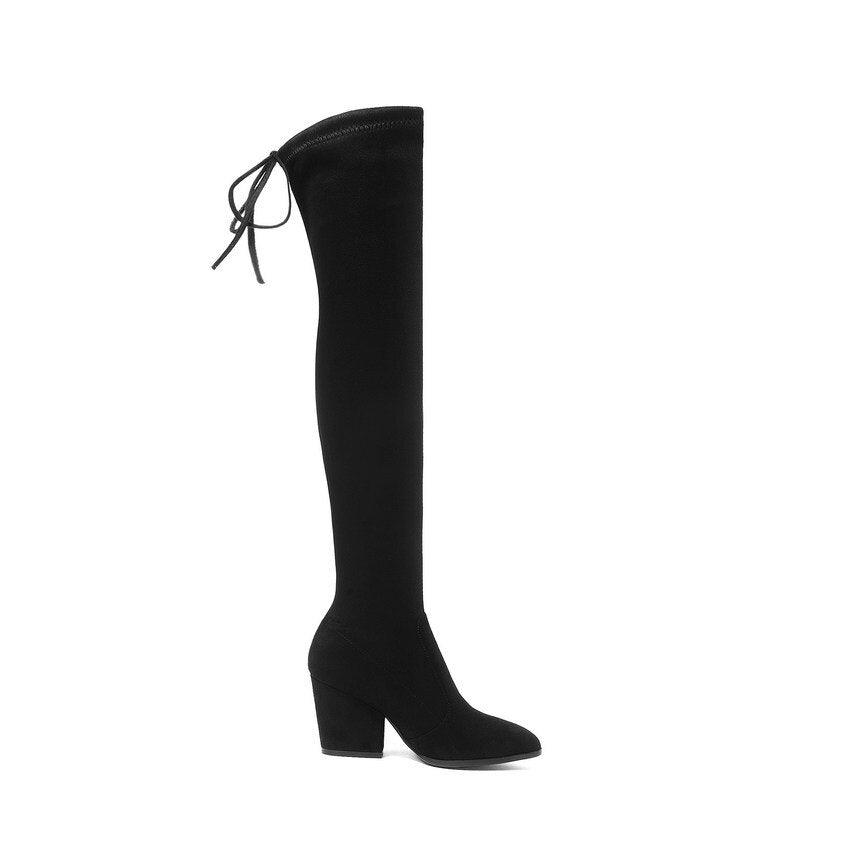 Bottes d'hiver élégantes avec talons hauts et lacets pour femmes - Adenbora