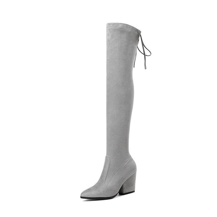 Bottes d'hiver élégantes avec talons hauts et lacets pour femmes - Adenbora