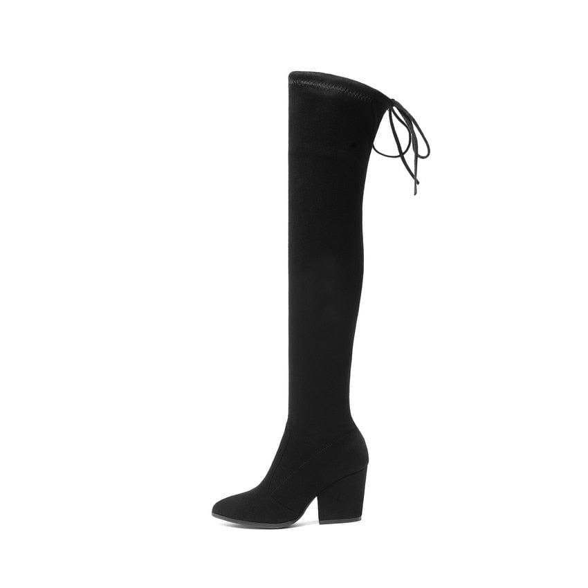 Bottes d'hiver élégantes avec talons hauts et lacets pour femmes - Adenbora