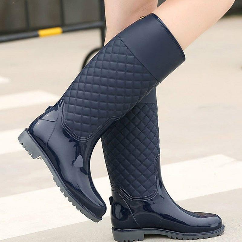 Bottes de pluie mi-mollet à talon carré et bout pointu pour le printemps et l'automne - Adenbora