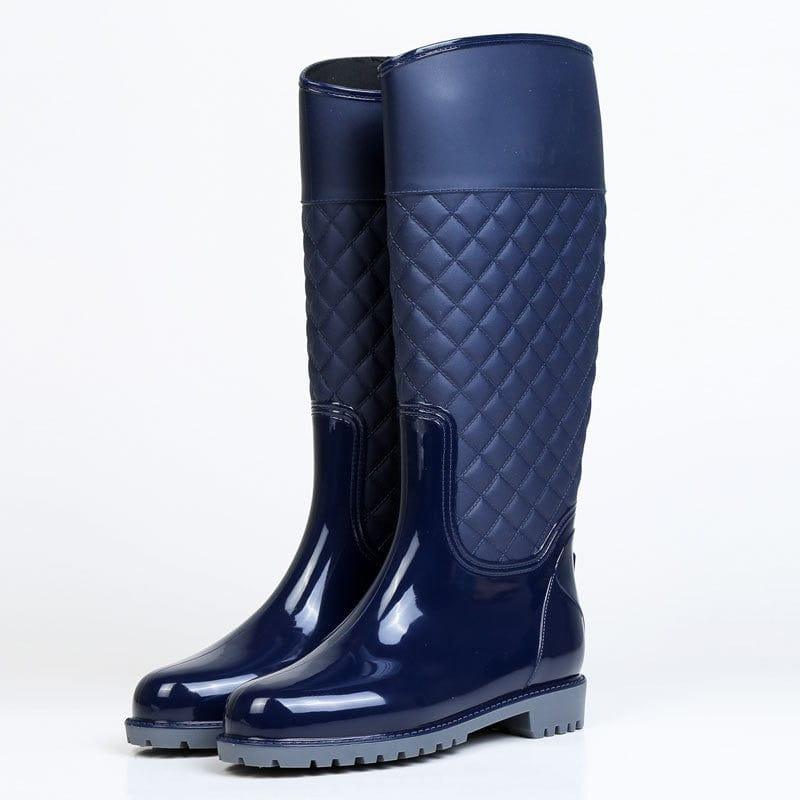 Bottes de pluie mi-mollet à talon carré et bout pointu pour le printemps et l'automne - Adenbora